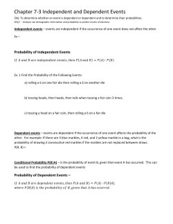 Chapter 7-3 Independant and Dependent Events