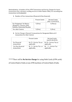 ******There will be No Service Charge for using Debit Cards (ATM