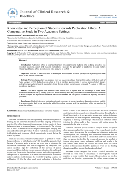 Knowledge and Perception of Students towards Publication Ethics