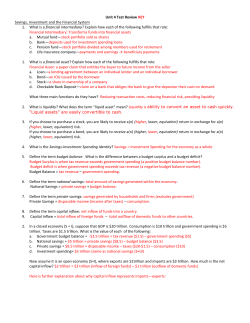 Unit 4 Test Review KEY Savings, Investment and the Financial