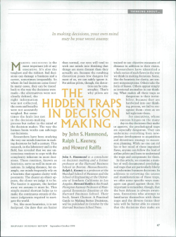 HIDDEN TRAPS IN DECISION MAKING