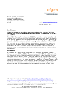 Minded to decision to extend the Supplemental Balancing Reserve