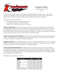 Umpire Policy - Roadrunner Little League