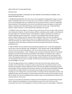 parts town text-to-win sweepstakes official rules no purchase