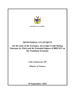 MINISTERIAL STATEMENT On the state of the Economy, Sovereign
