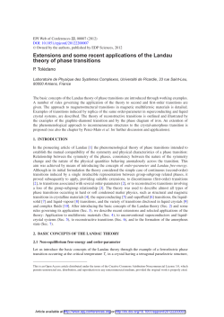 Extensions and some recent applications of the Landau theory of