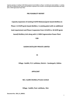 PRE-FEASIBILITY REPORT Capacity expansion of existing 6 KLPD