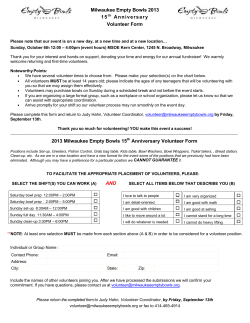 Milwaukee Empty Bowls 2013 Volunteer Form