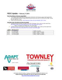 ABN 70 523 008 003 FECC Update &ndash; February 13 2014 Dean Russ