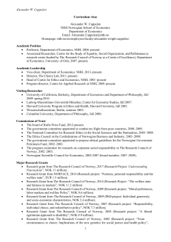 Alexander W. Cappelen 1 Curriculum vitae Alexander W