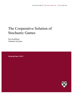 The Cooperative Solution of Stochastic Games