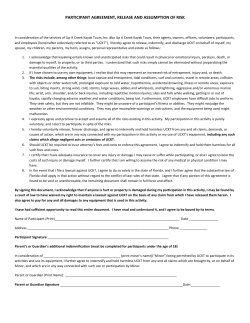 participant agreement, release and assumption of risk