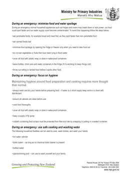 During an emergency: minimise food and water spoilage