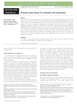 Economic game theory for mutualism and cooperation