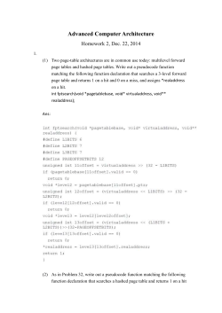 Advanced Computer Architecture Homework 2, Dec. 22, 2014 Two