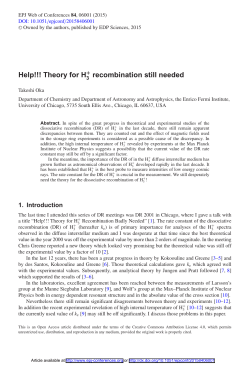 Help\!\!\! Theory for H3+ recombination still needed