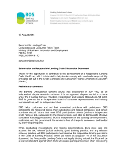 13 August 2014 Responsible Lending Code Competition and