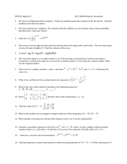 HUSTLE Algebra II 2012 MAQ National Convention Mr. Norris is