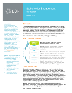 Stakeholder Engagement Strategy - Business for Social Responsibility