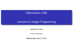 Optimization (168) [4ex]Lectures on Integer Programming