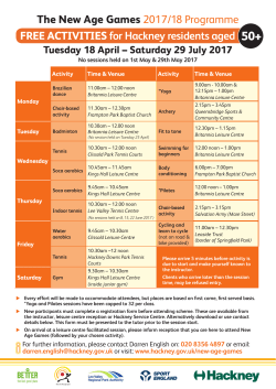 New Age Games timetable