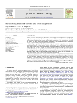 Human uniqueness-self-interest and social cooperation ARTICLE IN