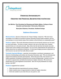 Financial Sustainability: Creating the Financial Architecture for