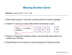 Missing Number Game - K-5 Math Teaching Resources