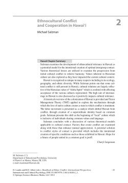 Ethnocultural Conflict and Cooperation in Hawai`i