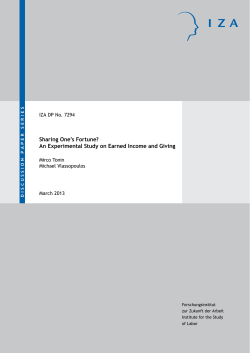 Sharing One`s Fortune? An Experimental Study on Earned