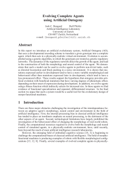 Evolving Complete Agents using Artificial Ontogeny Abstract 1