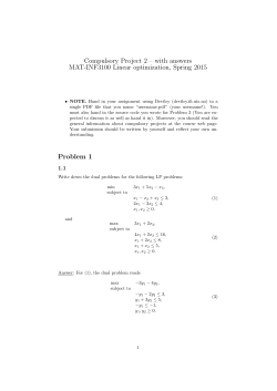 Compulsory Project 2 &ndash; with answers MAT-INF3100 Linear