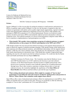 MACRA Technical Assistance RFI Response &ndash; NOSORH