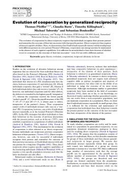 Evolution of cooperation by generalized reciprocity