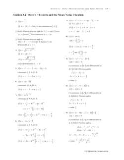 Section 3.2 Rolle`s Theorem and the Mean Value Theorem