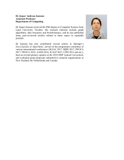 Dr Jesper Andreas Jansson Assistant Professor Department