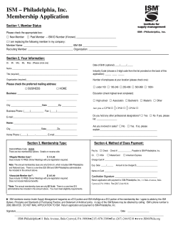 ISM &ndash; Philadelphia, Inc. Membership Application