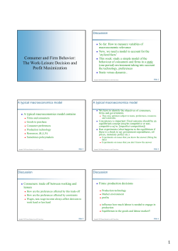 Consumer and Firm Behavior: The Work