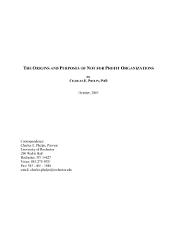 the origins and purposes of not for profit organizations