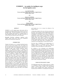 EURIDICE &ndash; An enabler for intelligent cargo for the logistics sector