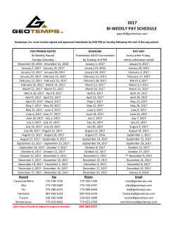 2017 bi-weekly pay schedule