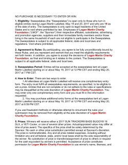 NO PURCHASE IS NECESSARY TO ENTER OR WIN. 1. Eligibility