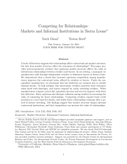 Competing for Relationships: Markets and Informal Institutions in