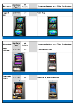 Slot cabinet Monitor(s) / size `` Games available on stock