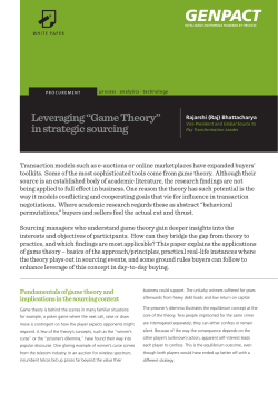 Leveraging &ldquo;Game Theory&rdquo; in strategic sourcing