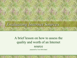 Evaluating Internet Sources - Mrs. Knighten`s 9th Grade English
