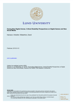 Facing New Digital Arenas. Critical Disability