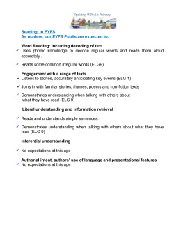 Reading in EYFS As readers, our EYFS Pupils are expected to