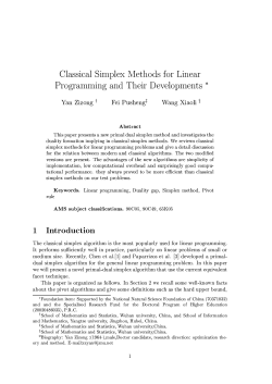 Classical Simplex Methods for Linear Programming and Their