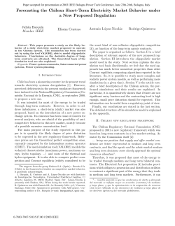 Forecasting the Chilean Short-Term Electricity Market Behavior